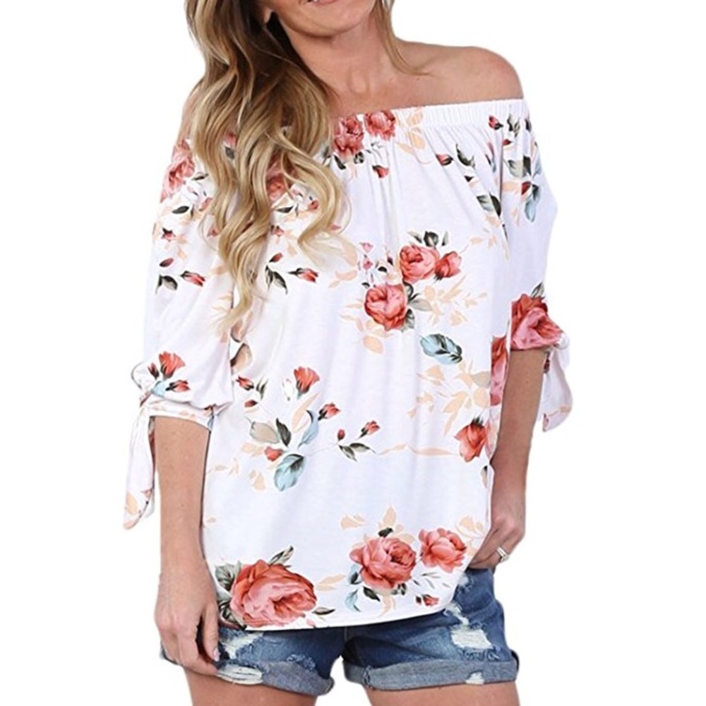 🎀Womens BOHO Floral Off the Shoulder Blouse🎀